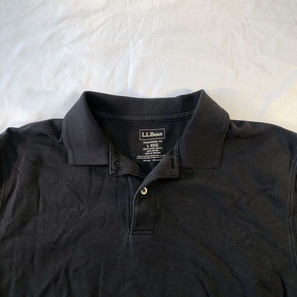 L.L. Bean Traditional Fit Short Sleeve Polo Shirt Men's Size Large Black - Picture 4 of 10